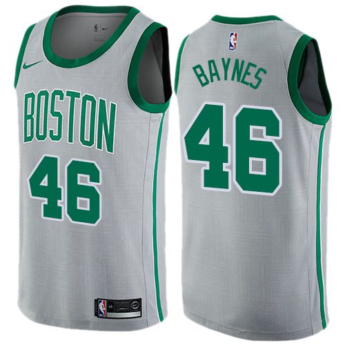 Men Boston Celtics 46 Aron Baynes Gray Nike Swingman City Edition NBA Jersey